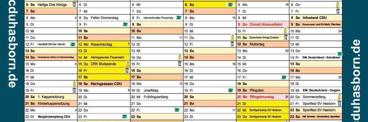 Kalender Hasborn-Dautweiler 2024